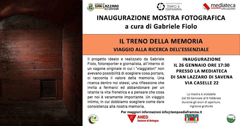 “Il treno della memoria – viaggio alla ricerca dell’essenziale” in mostra presso la Mediateca di San Lazzaro di Savena