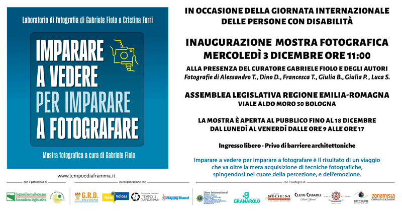 Imparare a vedere per imparare a fotografare inaugura in Assemblea Legislativa della Regione Emilia-Romagna
